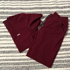 Figs Burgundy Scrub Pants